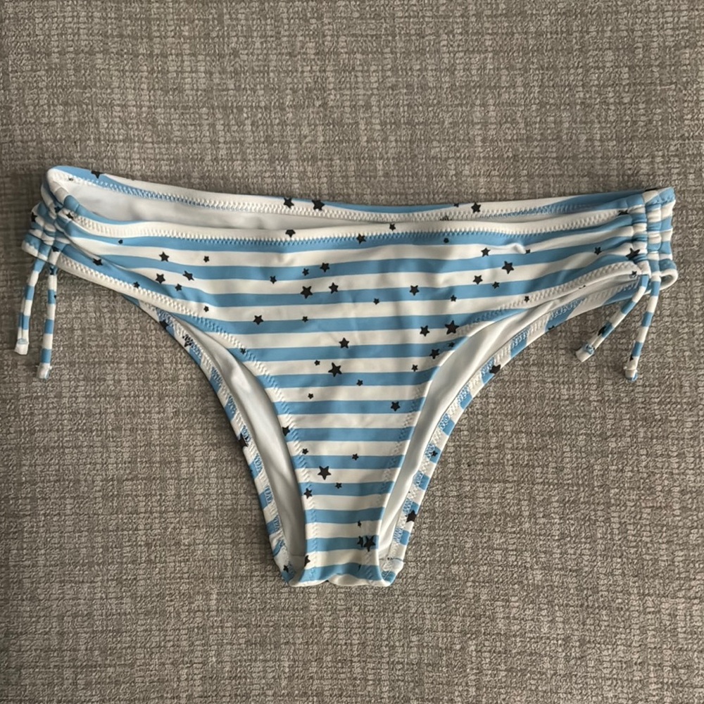 Aerie Blue and White Striped Bikini Bottom